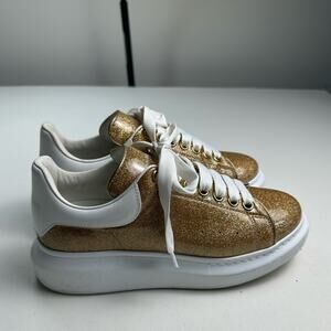 Alexander McQueen Rose Gold Glitter Jelly Oversized Sneakers Size 38.5 EUC